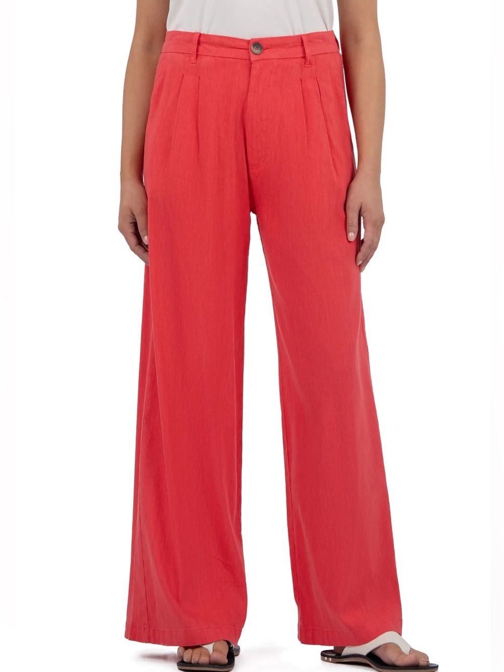 KUT Ryan Wide Leg Watermelon Linen Blend Pants